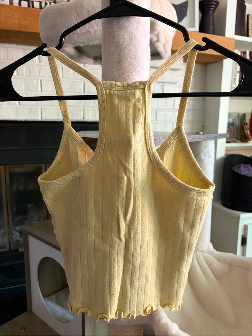 XS Yellow Ribbed Button-Front Tank Top - Picture 2 of 2